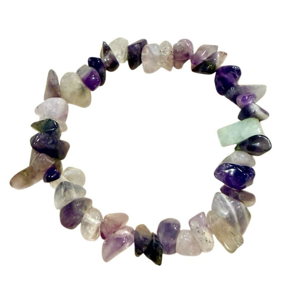 NWOT Etsy Natural Amethyst Gemstone Chip Bead Healing Stretch Bracelet Purple